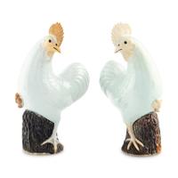 A Pair of Chinese Export Porcelain Models of Roosters