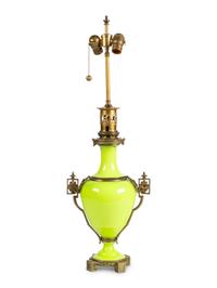 A French Opaline Glass Vase Mounted as Lamp