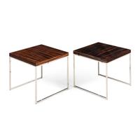 A Pair of Macassar Ebony and Chrome Side Tables