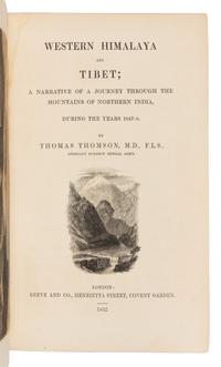 THOMSON, Thomas Richard Heywood (1813-1876). Western Himalaya and Tibet; A Narrative of a Journey... London, 1852. FIRST EDITION.