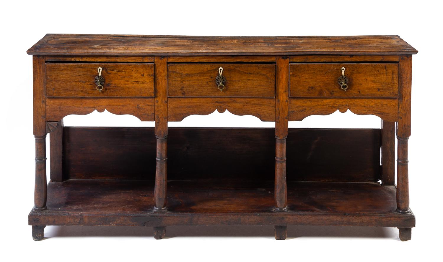 A Welsh Oak Sideboard Height 30 1/2 x width 60 1/2 x depth 16 3/4 inches. — CIRCA 1800