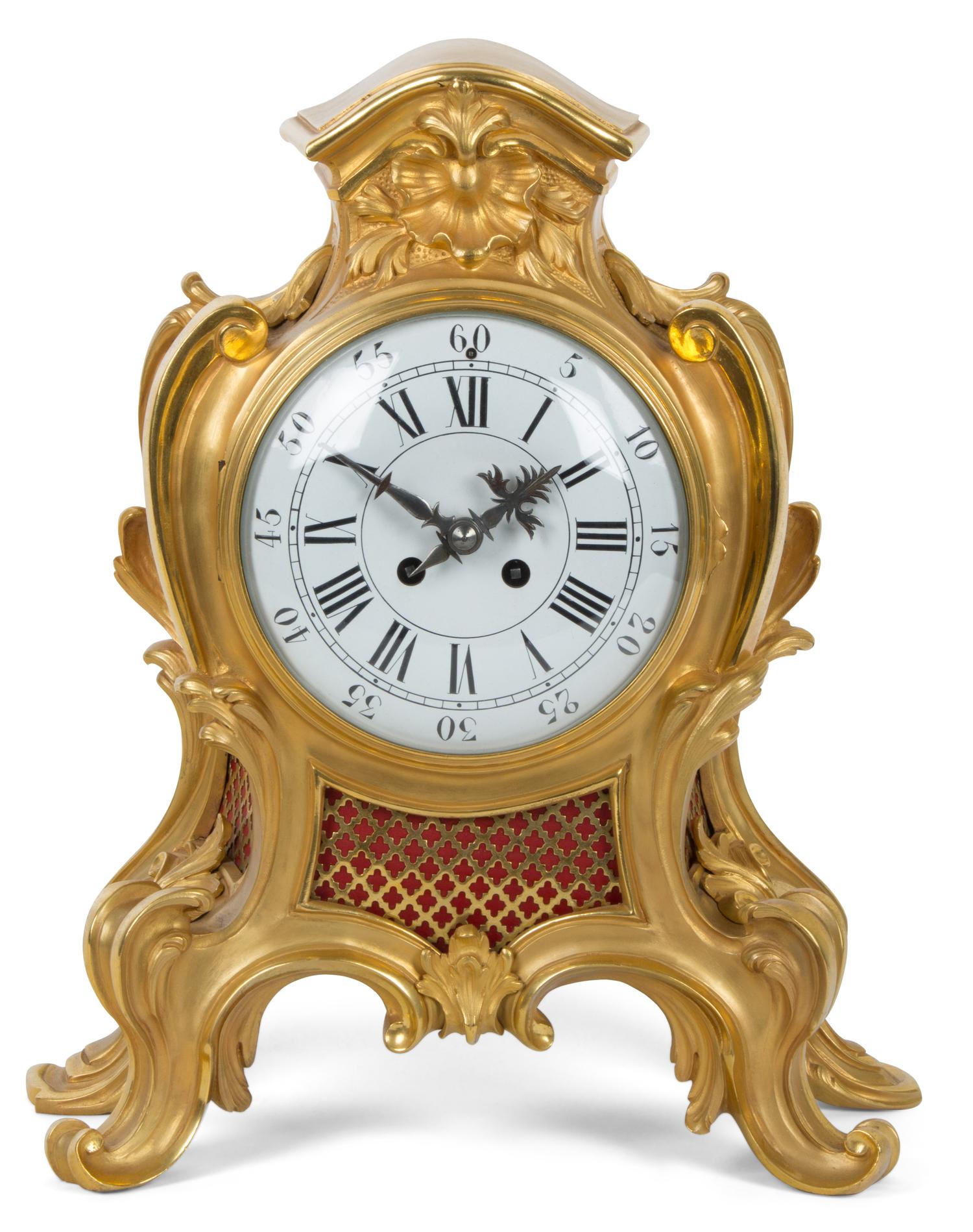 A Louis XV Style Gilt Bronze Bracket Clock Height 16 inches. — 20TH CENTURY
