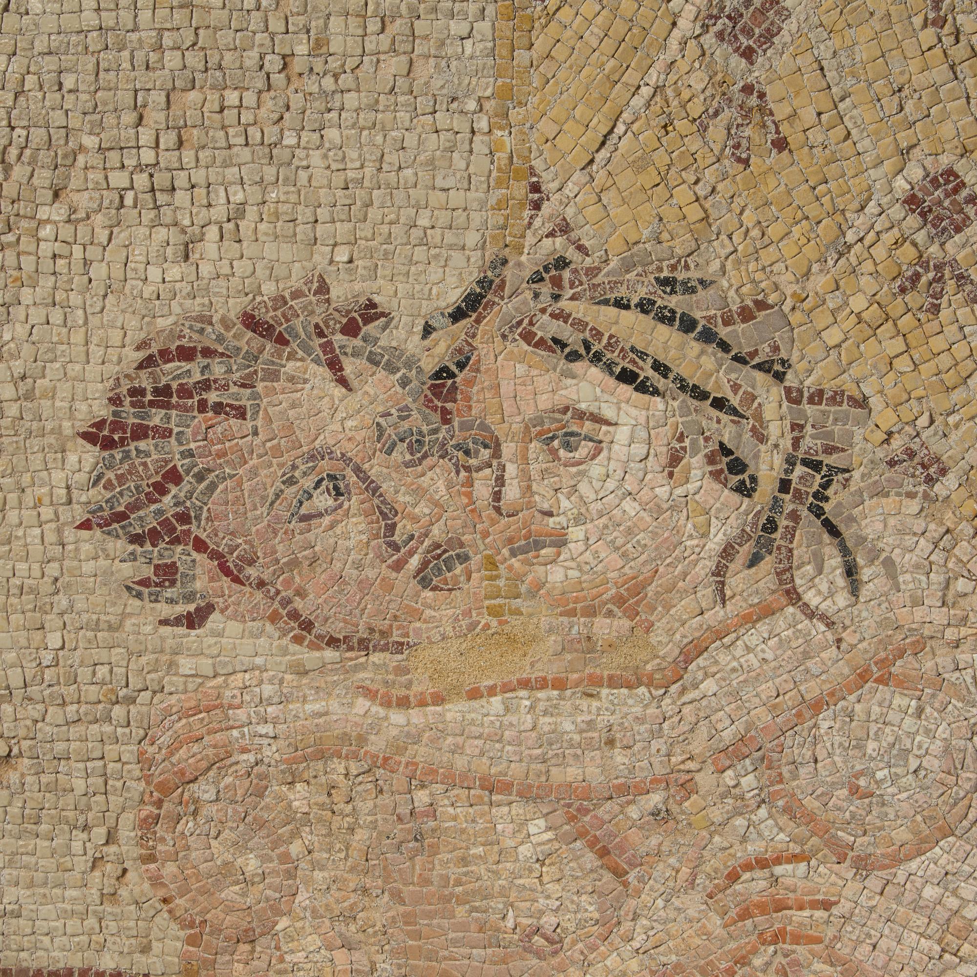 A Roman Style Mosaic Panel with an Erotic Scene