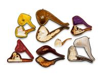 A Group of Seven Carved Meerschaum Pipes