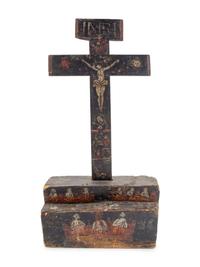 A Continental Painted Wood Crucifix