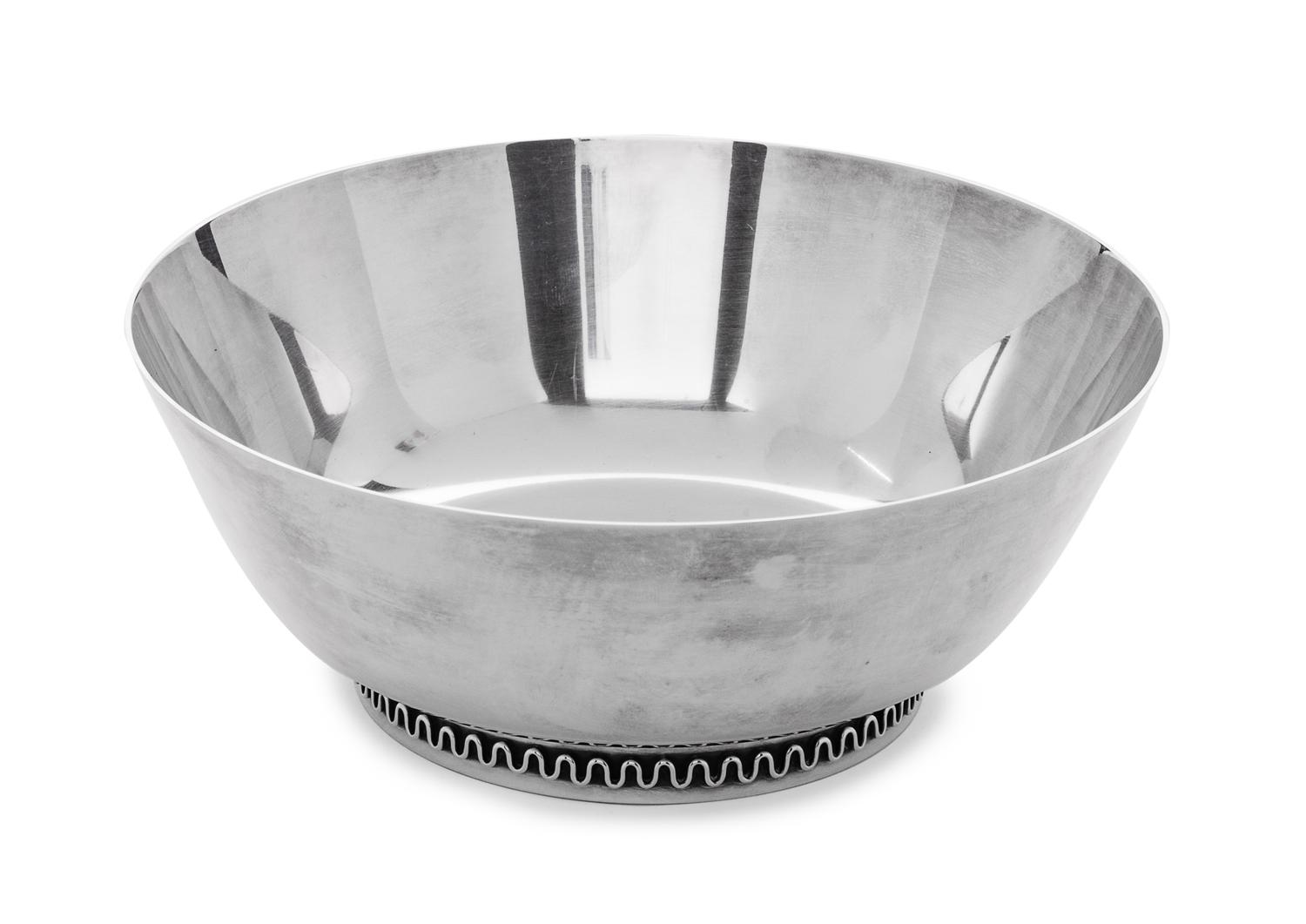 A Danish Silver Bowl, Sigvard Bernadotte for Georg Jenson, Copenhagen, with shallow tapered sides and a circular foot ring having an ap