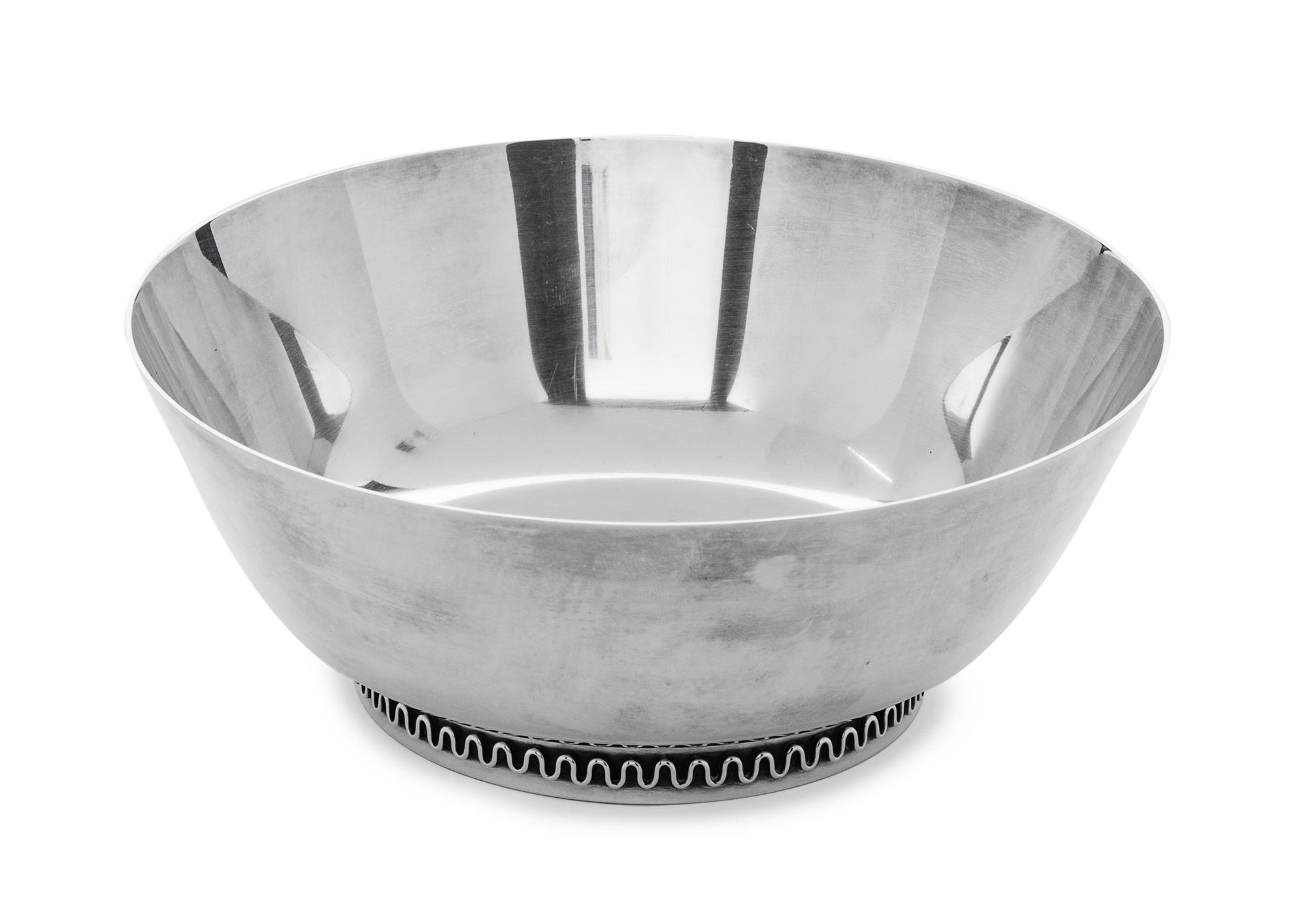 A Danish Silver Bowl, Sigvard Bernadotte for Georg Jenson, Copenhagen, with shallow tapered sides and a circular foot ring having an ap