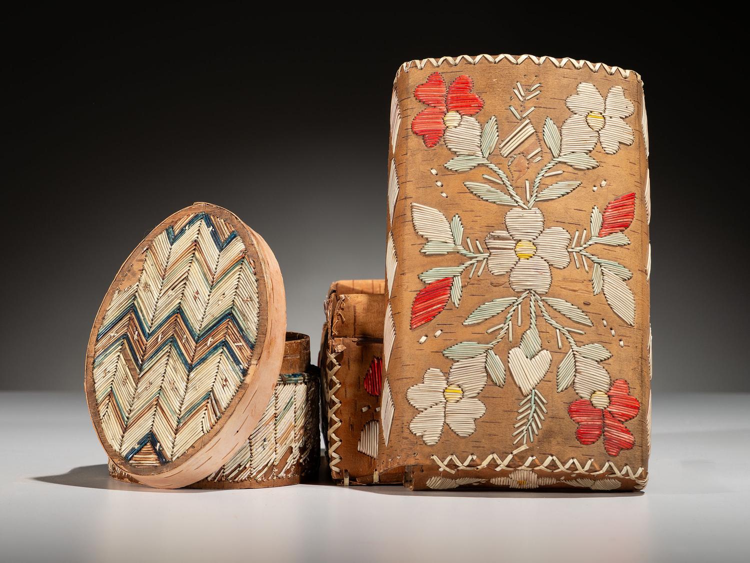 Great Lakes Quilled Birchbark Boxes