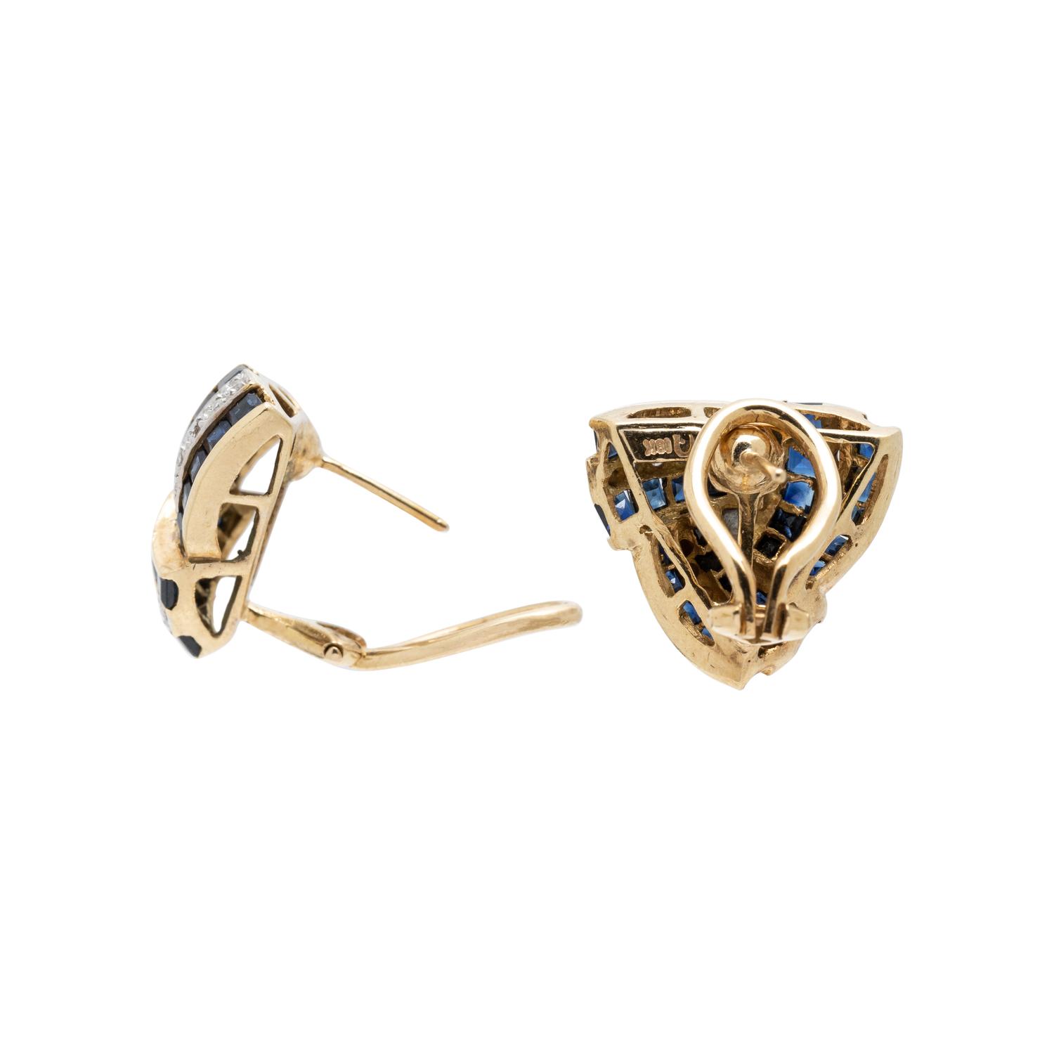 DIAMOND AND SAPPHIRE EARCLIPS