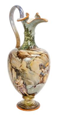 An Italian Ceramic Ewer, Ginori Height 13 inches.