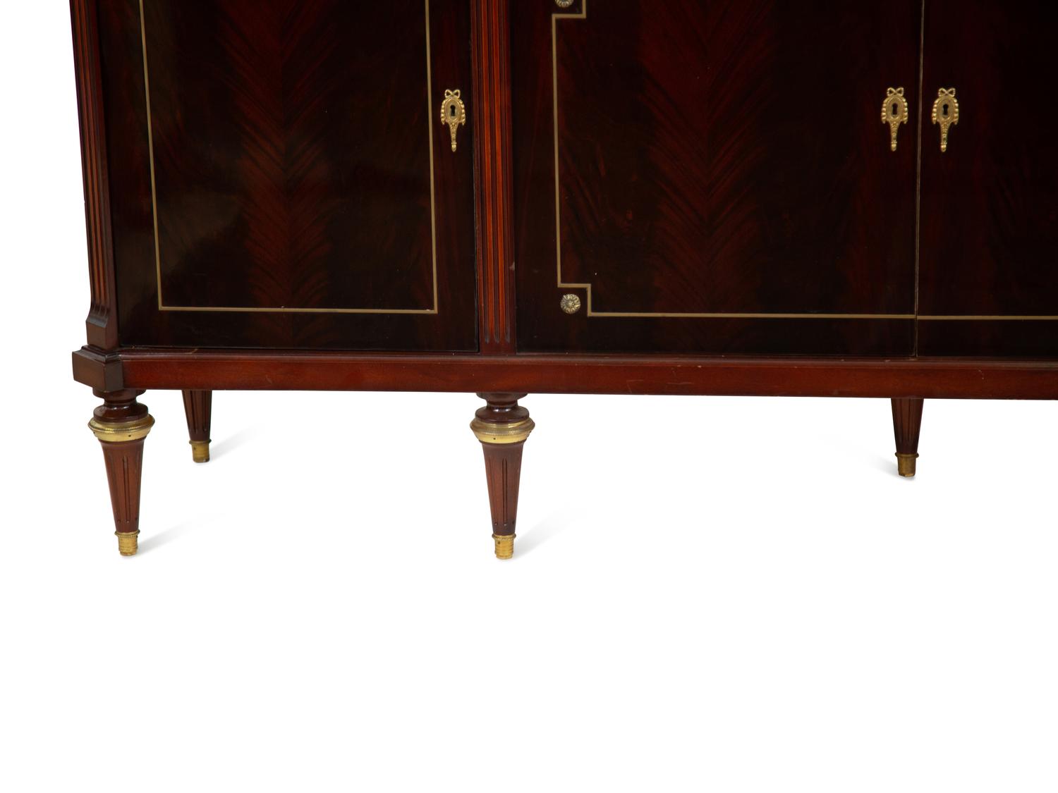 A Louis XVI Style Mahogany Marble-Top Console Cabinet