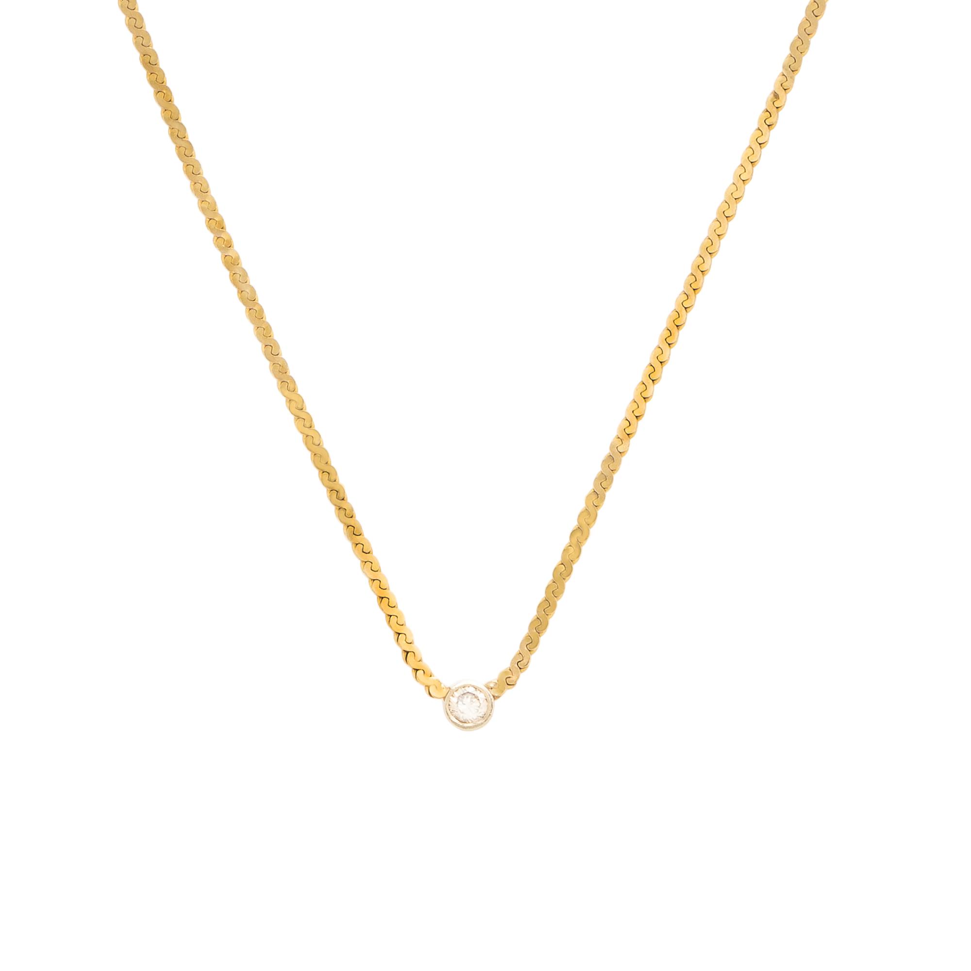 Two Yellow Gold and Diamond Necklaces