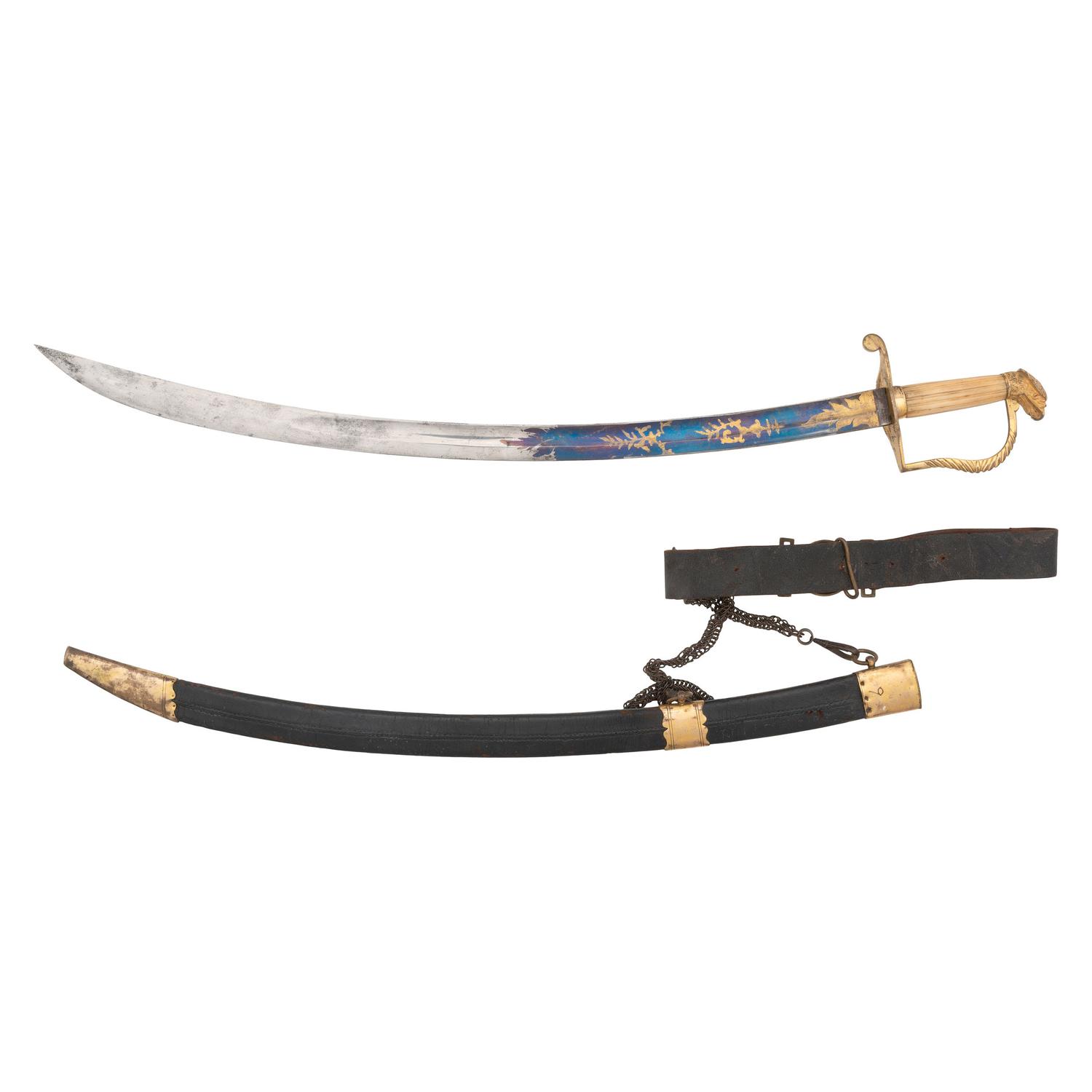 US Blued & Gilt Blade Eagle Head Sword with Scabbard and Belt