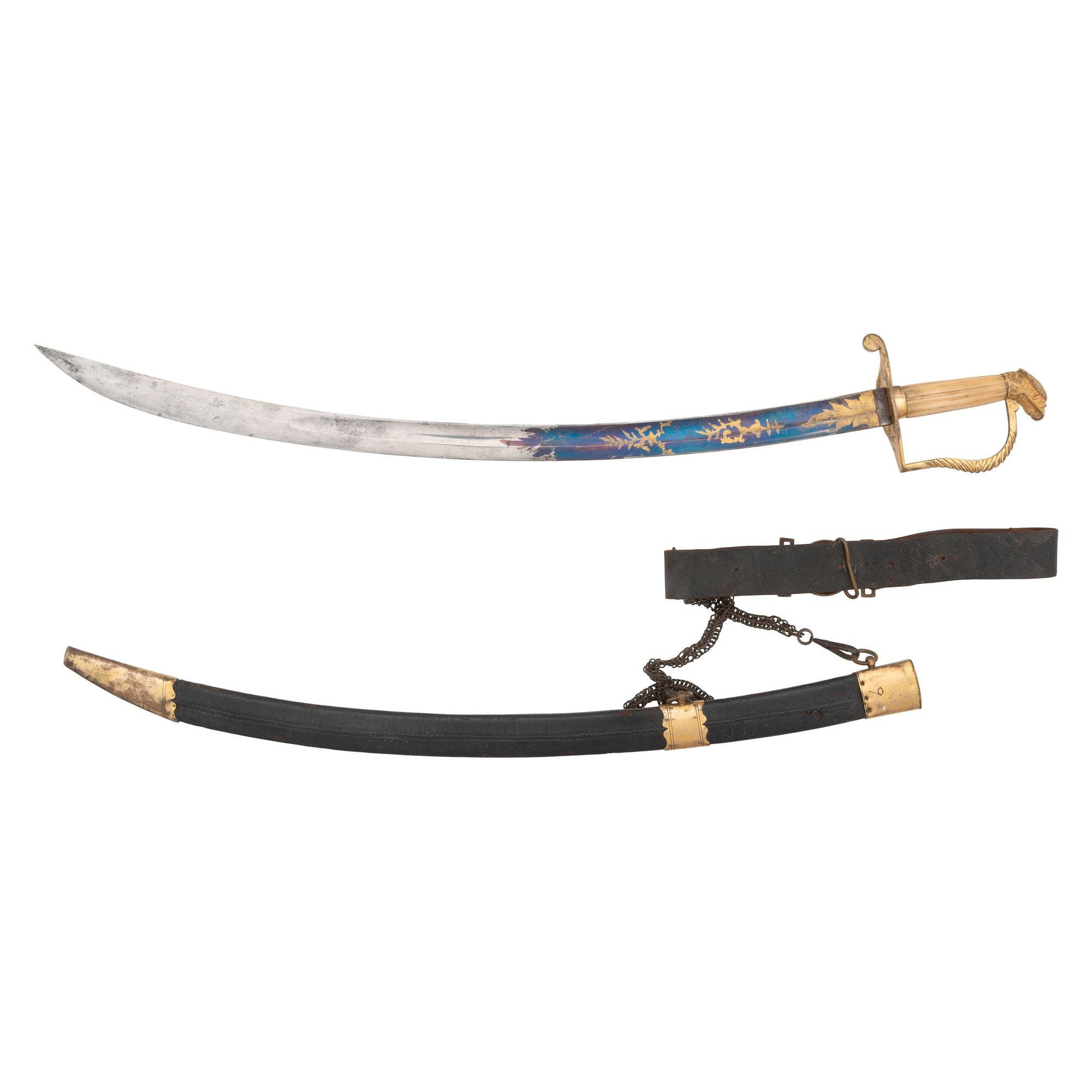 US Blued & Gilt Blade Eagle Head Sword with Scabbard and Belt