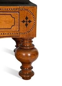 A Dutch Colonial Style Ebony Inlaid Upholstered Bench