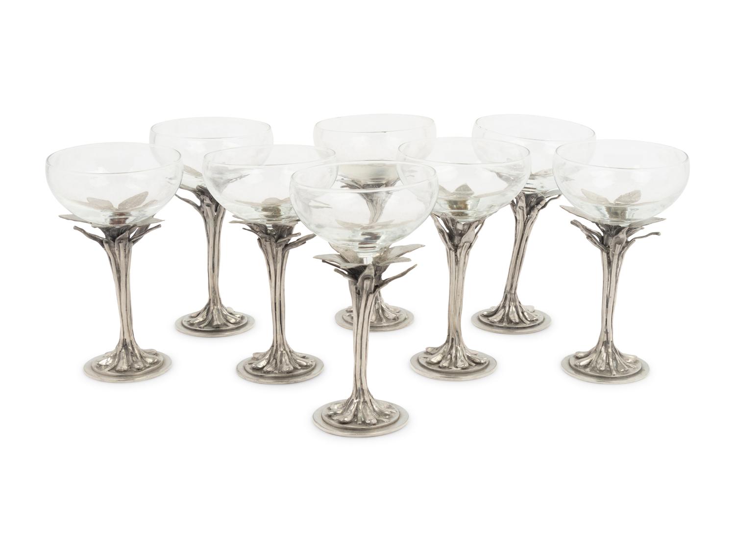 A Collection of Castor Cooper Pewter Stemware