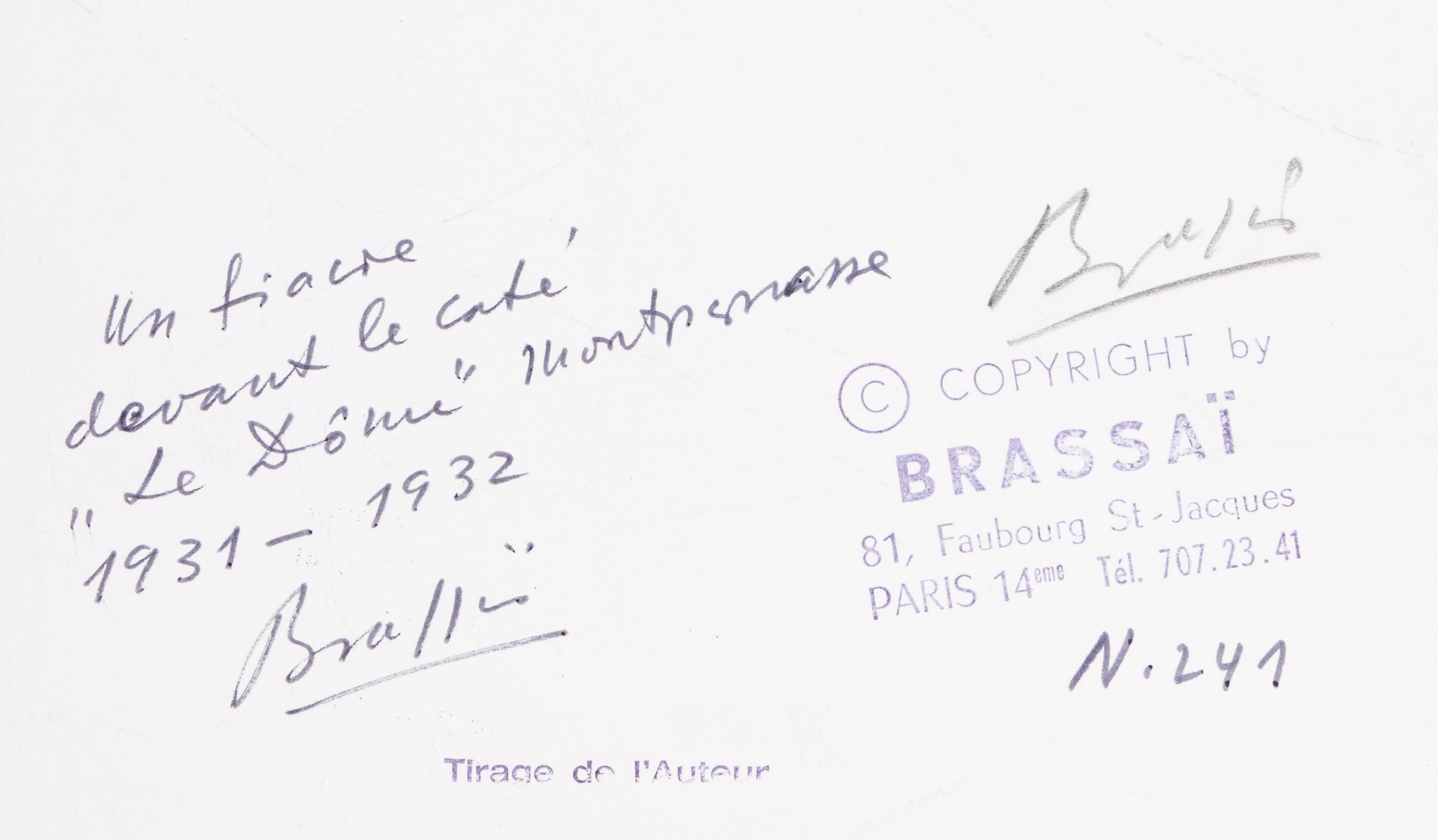 Brassaï (1899-1984) Un Fiacre devant Café du Dôme, Montparnasse, 1931-1932
