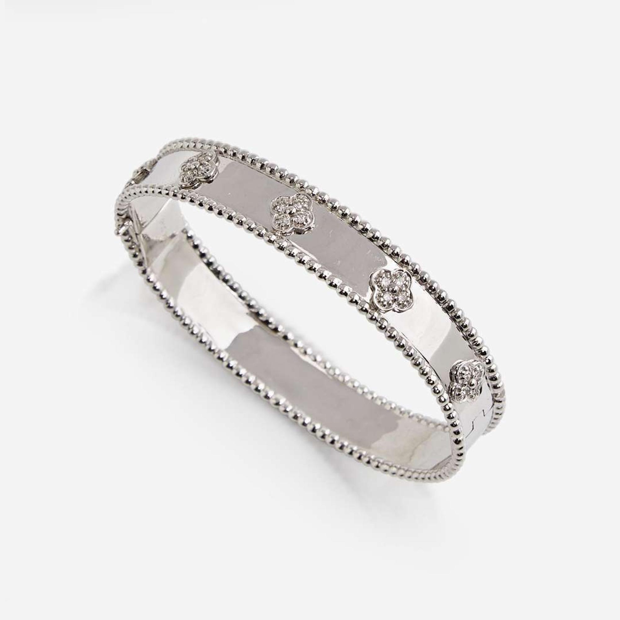 A 14K White Gold and Diamond Bracelet