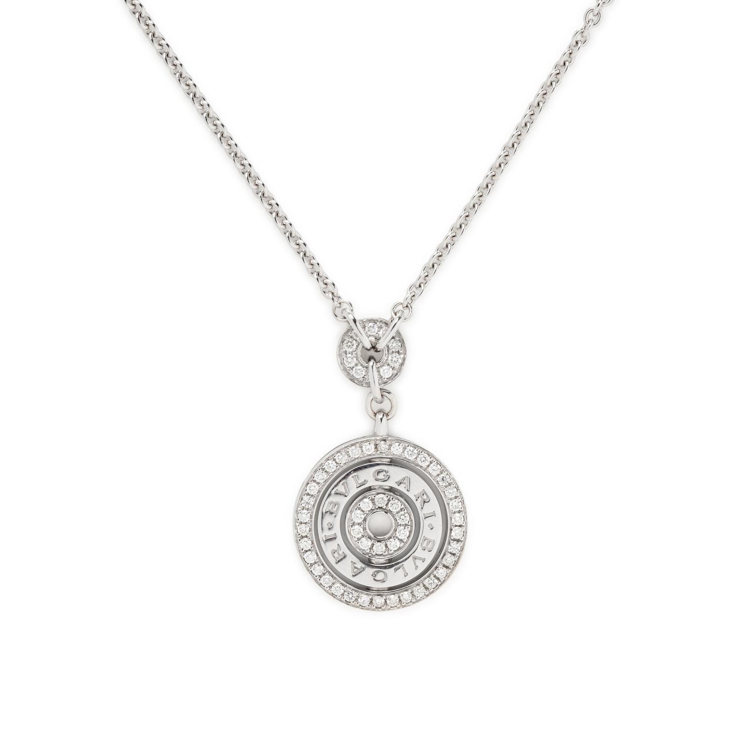 BULGARI, WHITE GOLD AND DIAMOND 'ASRALE' NECKLACE AND CLIP EARRINGS