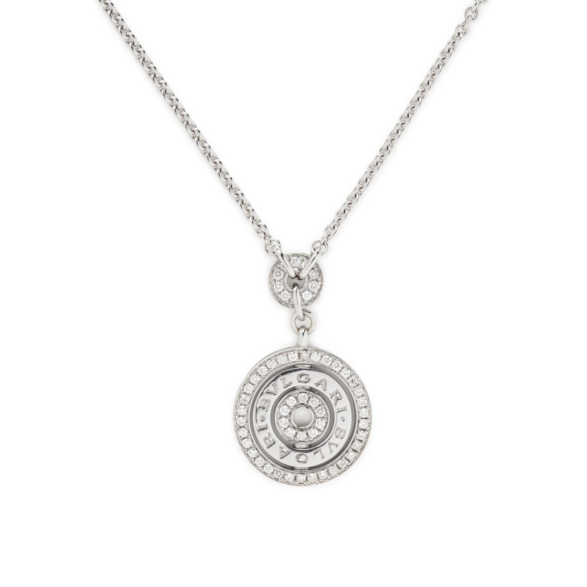 BULGARI, WHITE GOLD AND DIAMOND 'ASRALE' NECKLACE AND CLIP EARRINGS