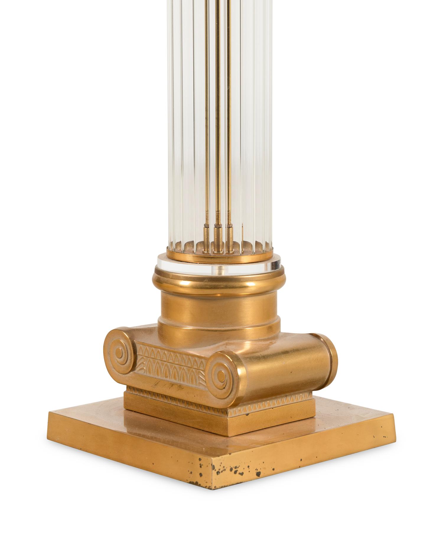A Gilt-Metal and Glass Floor Lamp