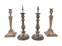 A Pair of English Silver-Plate Candlesticks
