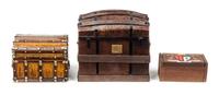 A Group of Three Trunks Largest height 3 1/8 x width 3 x depth 2 inches.