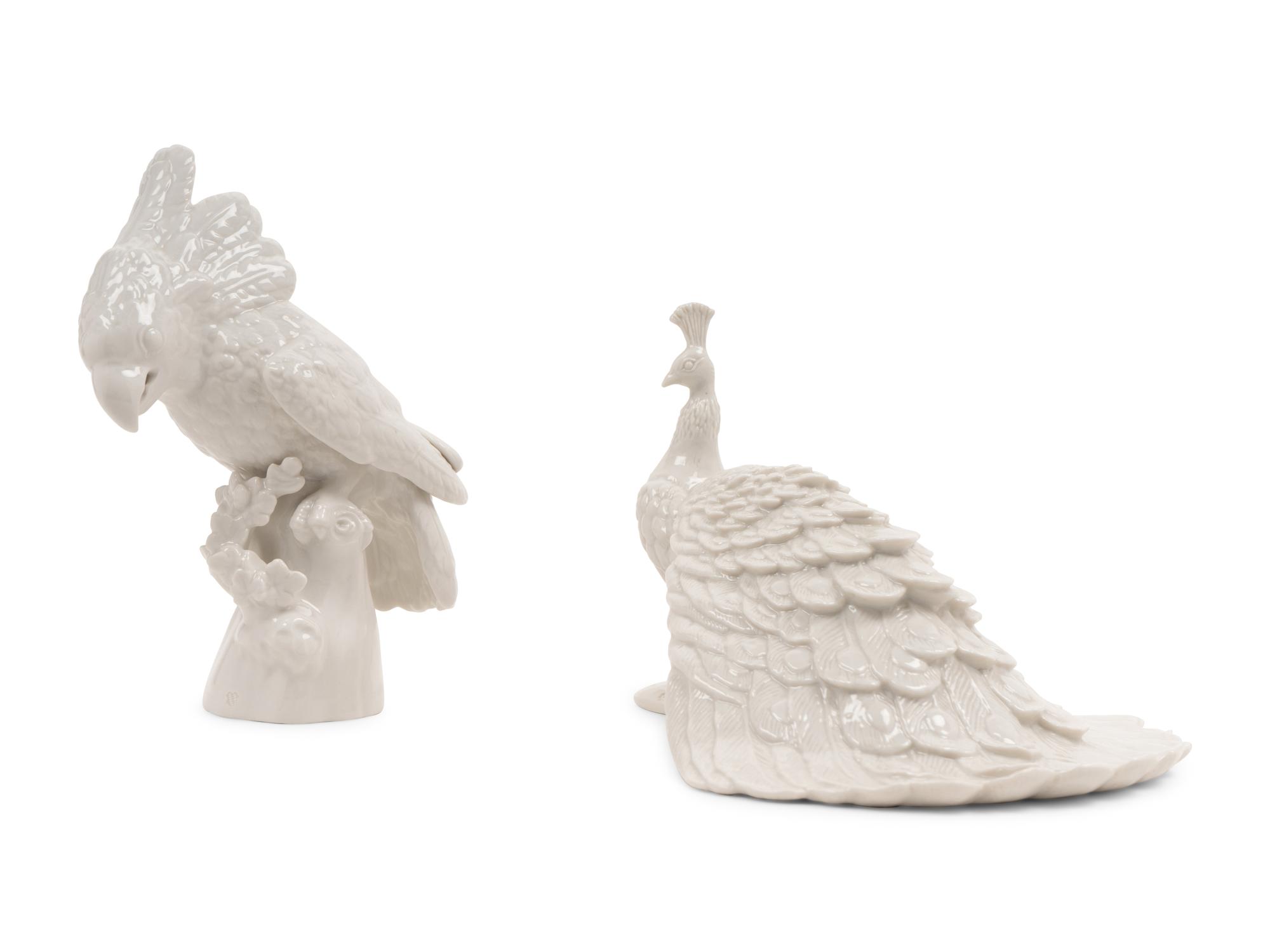 A Nymphenburg Porcelain Parrot and Peacock