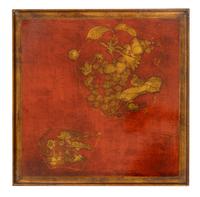 A Pair of Chinese Gilt Decorated Red Lacquer Low Tables