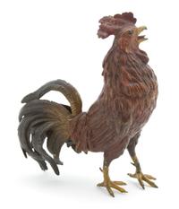 A Cold Painted Bronze Model of a Rooster Height 6 3/4 inches.