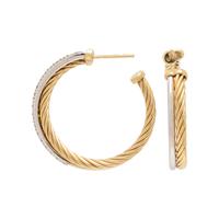 DAVID YURMAN, BICOLOR GOLD AND DIAMOND HOOP EARRINGS