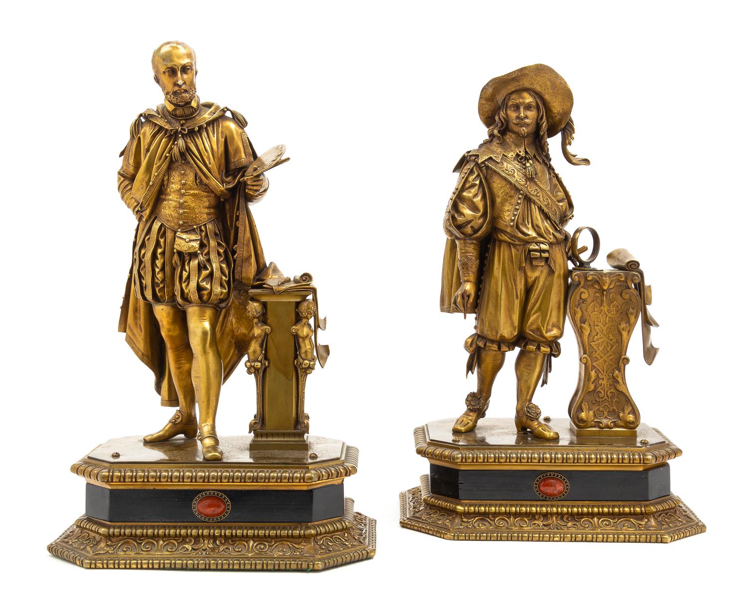 Two Continental Gilt Bronze Figures Height of taller 18 1/2 inches. — 20TH CENTURY