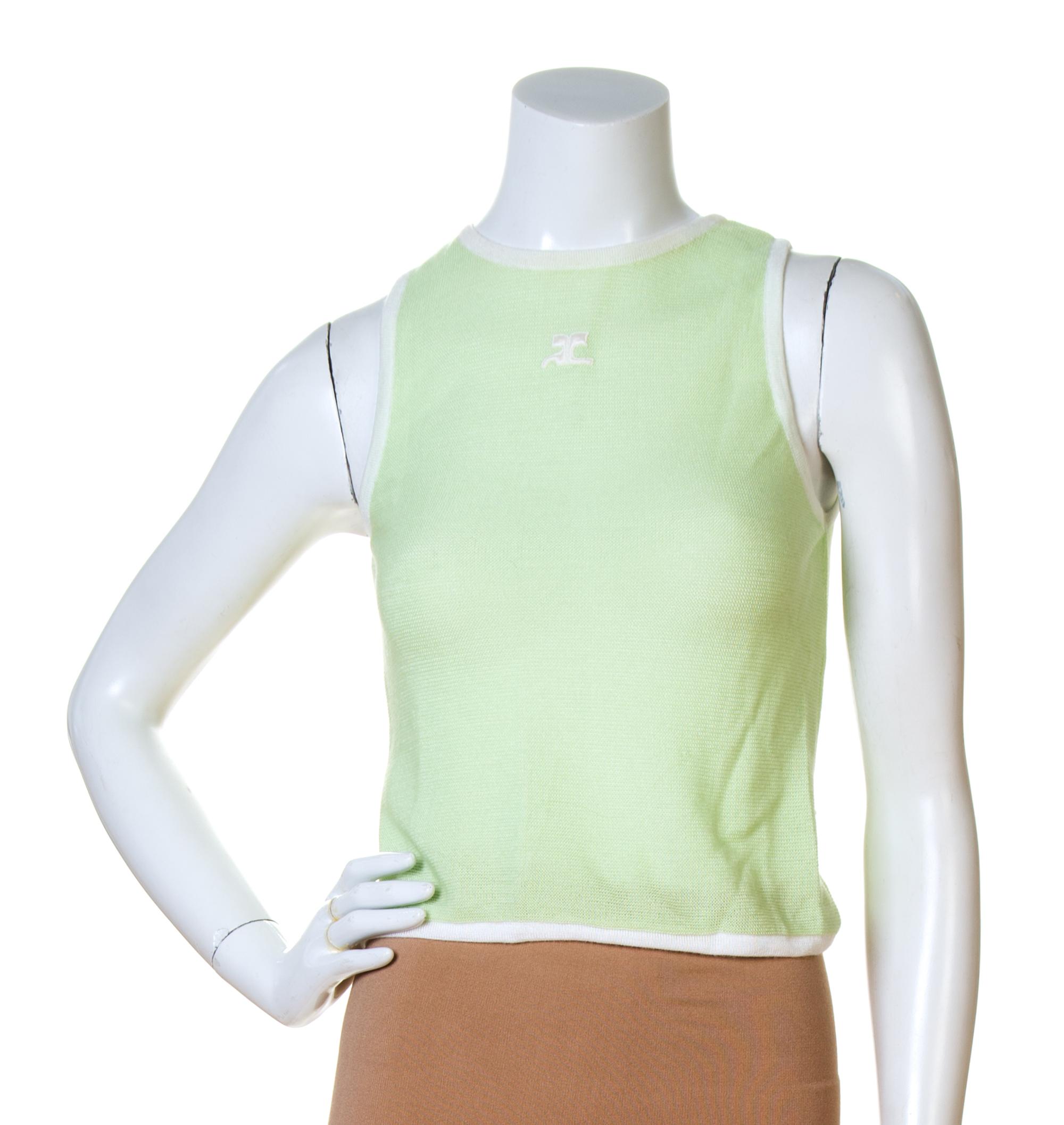 A Courreges Chartreuse Knit Tank, Size B.