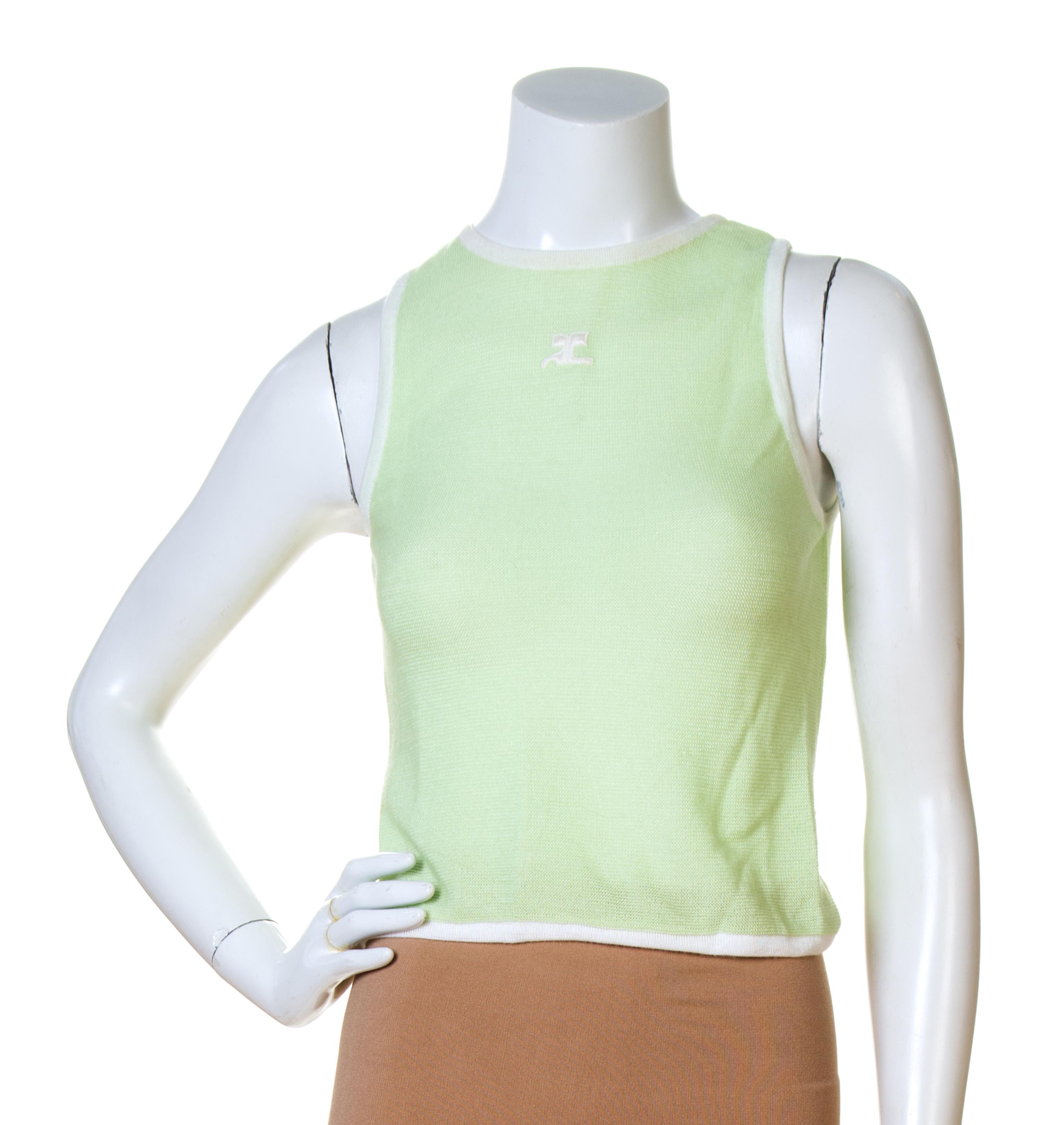 A Courreges Chartreuse Knit Tank, Size B.