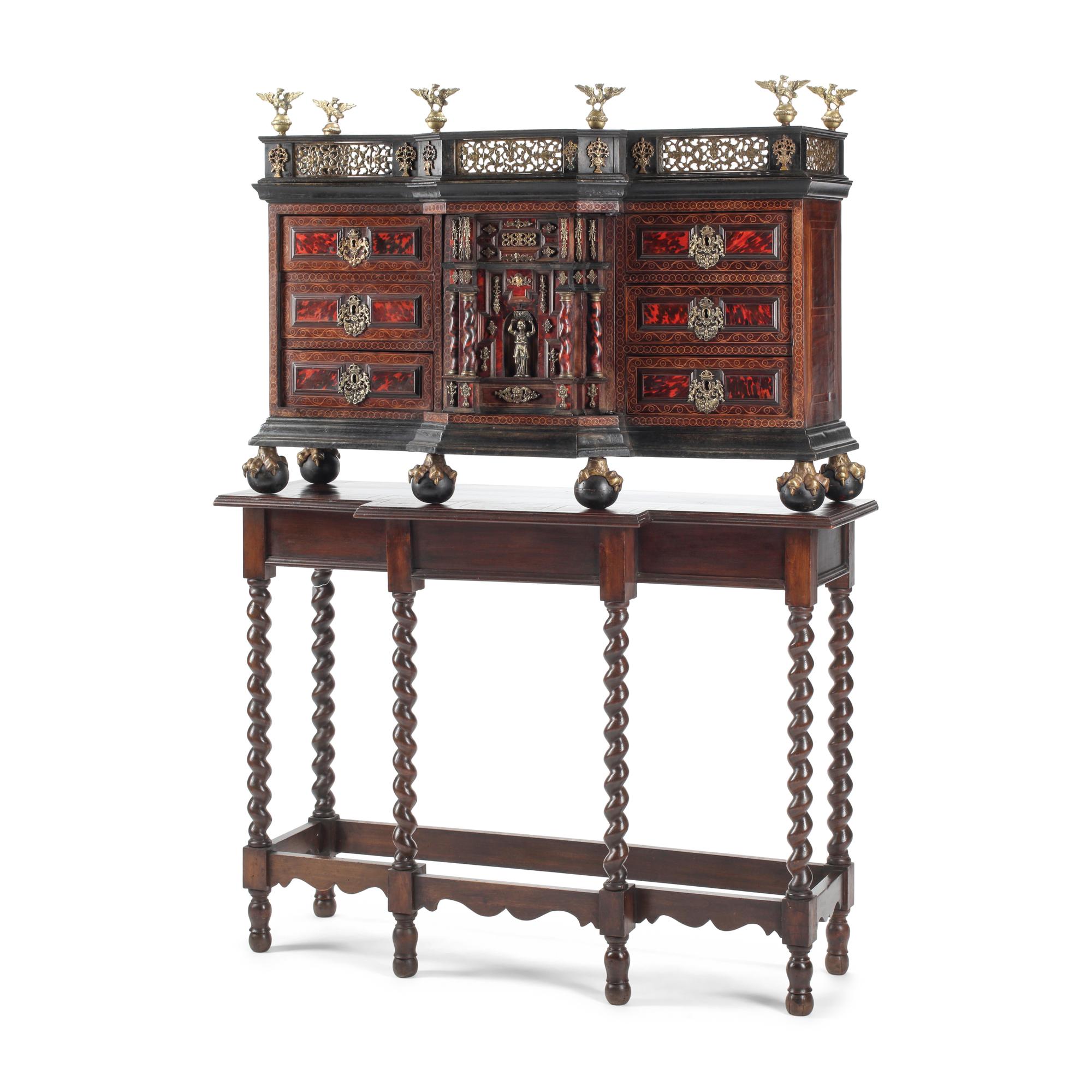 A Spanish Baroque Vargueño and Stand