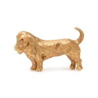 YELLOW GOLD BASSET HOUND BROOCH