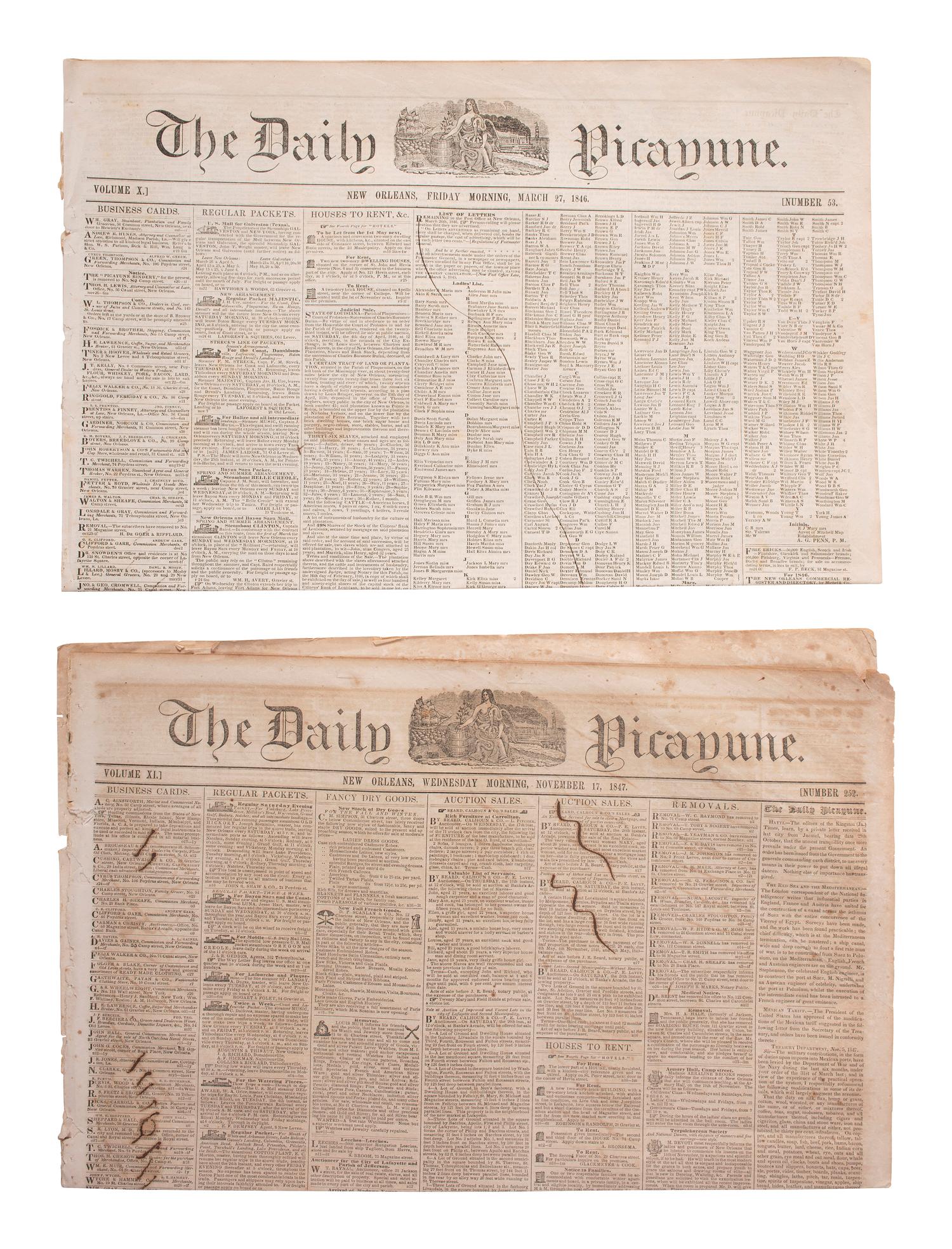 [MEXICAN WAR]. 200+ New Orleans newspapers, incl. Daily Picayune issues with Mexican War coverage.