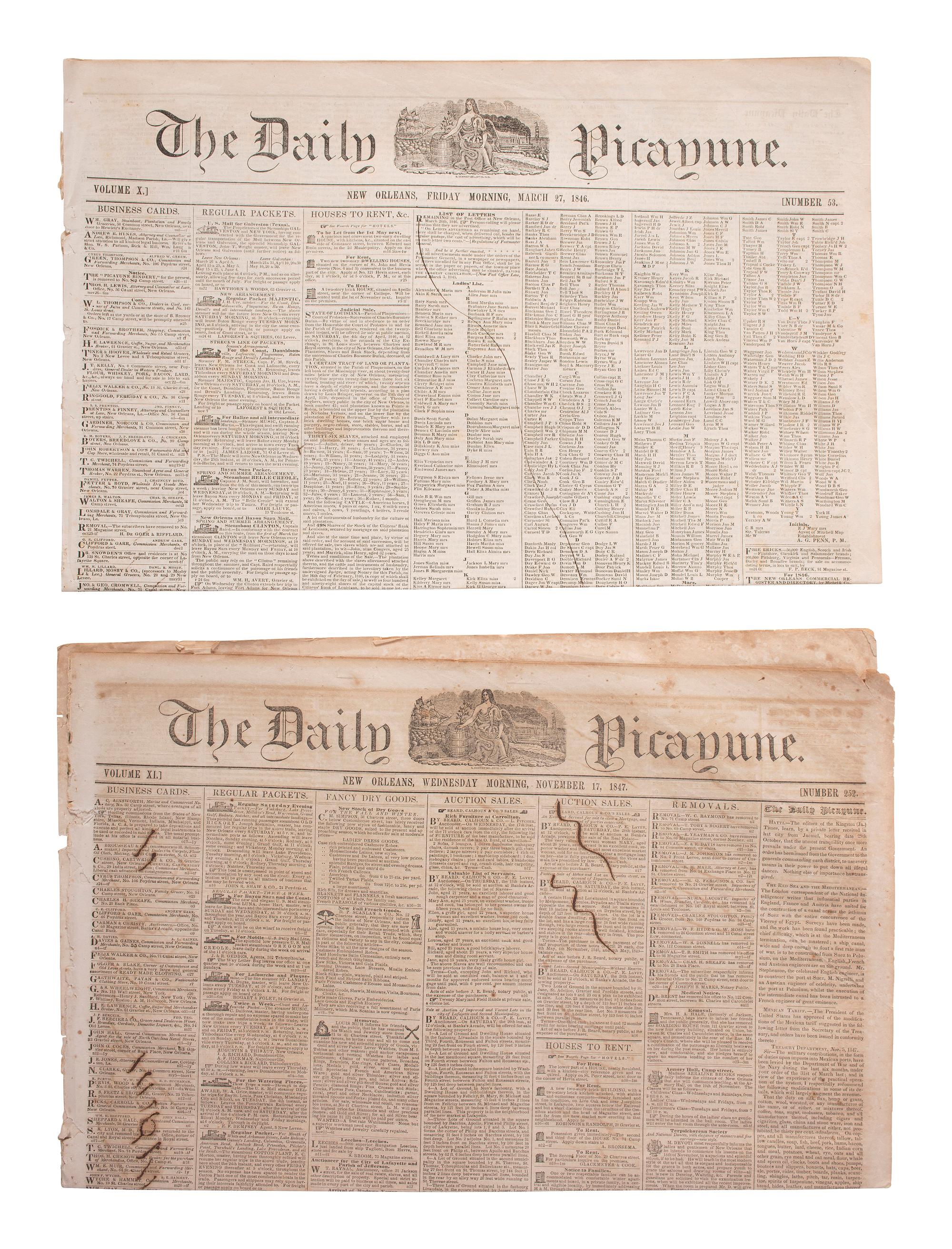 [MEXICAN WAR]. 200+ New Orleans newspapers, incl. Daily Picayune issues with Mexican War coverage.