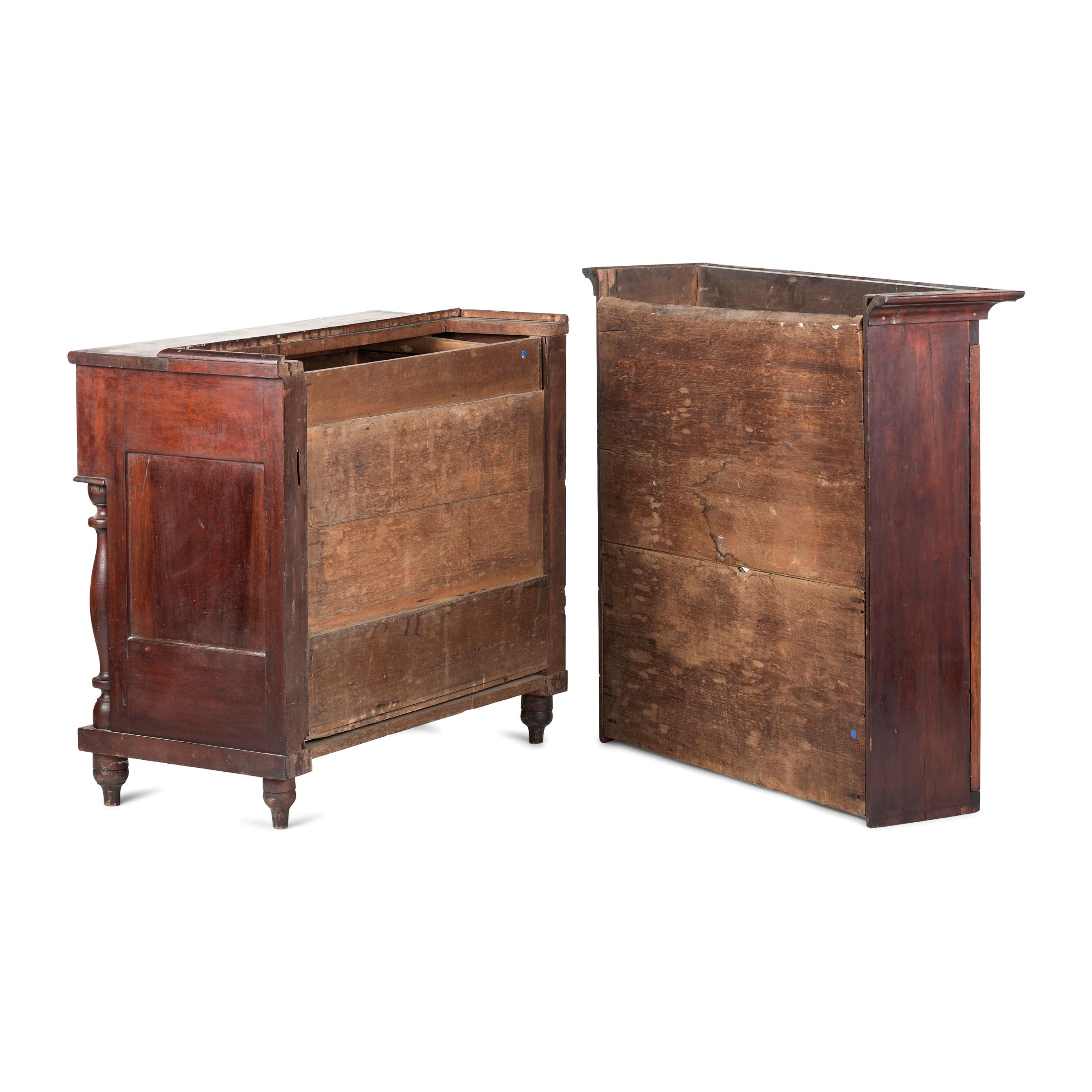 A Federal Turned and Paneled Cherrywood Glazed Stepback Cupboard