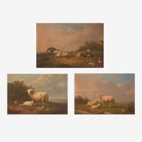 Franz van Severdonck (Belgian, 1809–1889) Cockfight and Family of Sheep; together with a Companion (3)