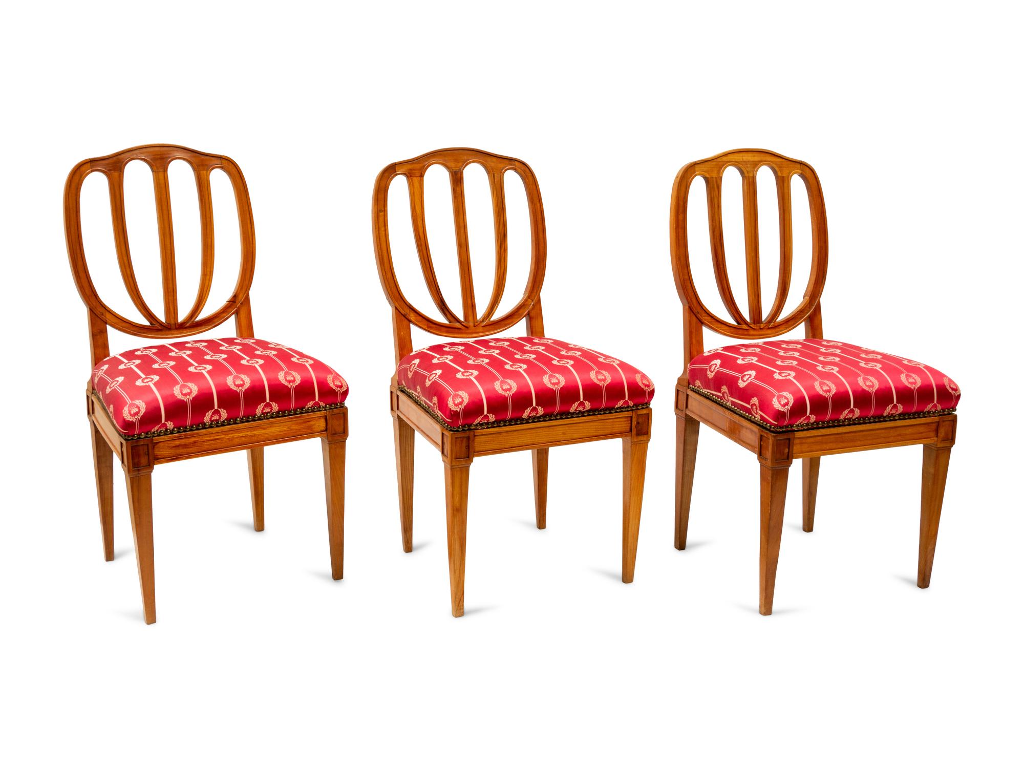 Three French Fruitwood Side Chairs