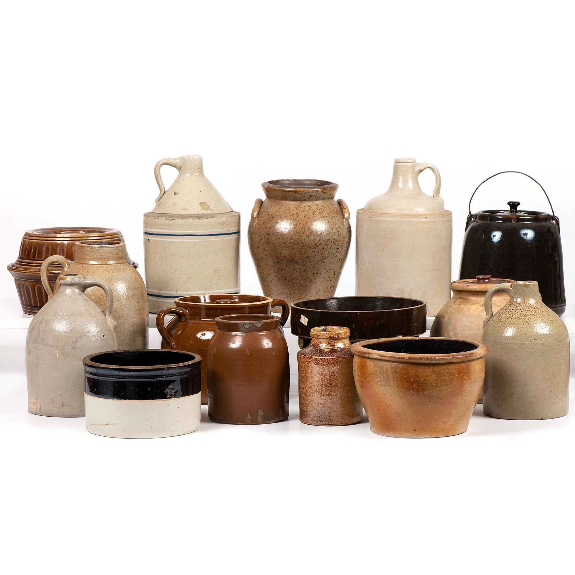 Fifteen Stoneware Bowls and Jars
