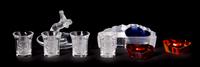 A Collection of Lalique Molded and Frosted Glass Articles, Width of widest 4 7/8 inches.