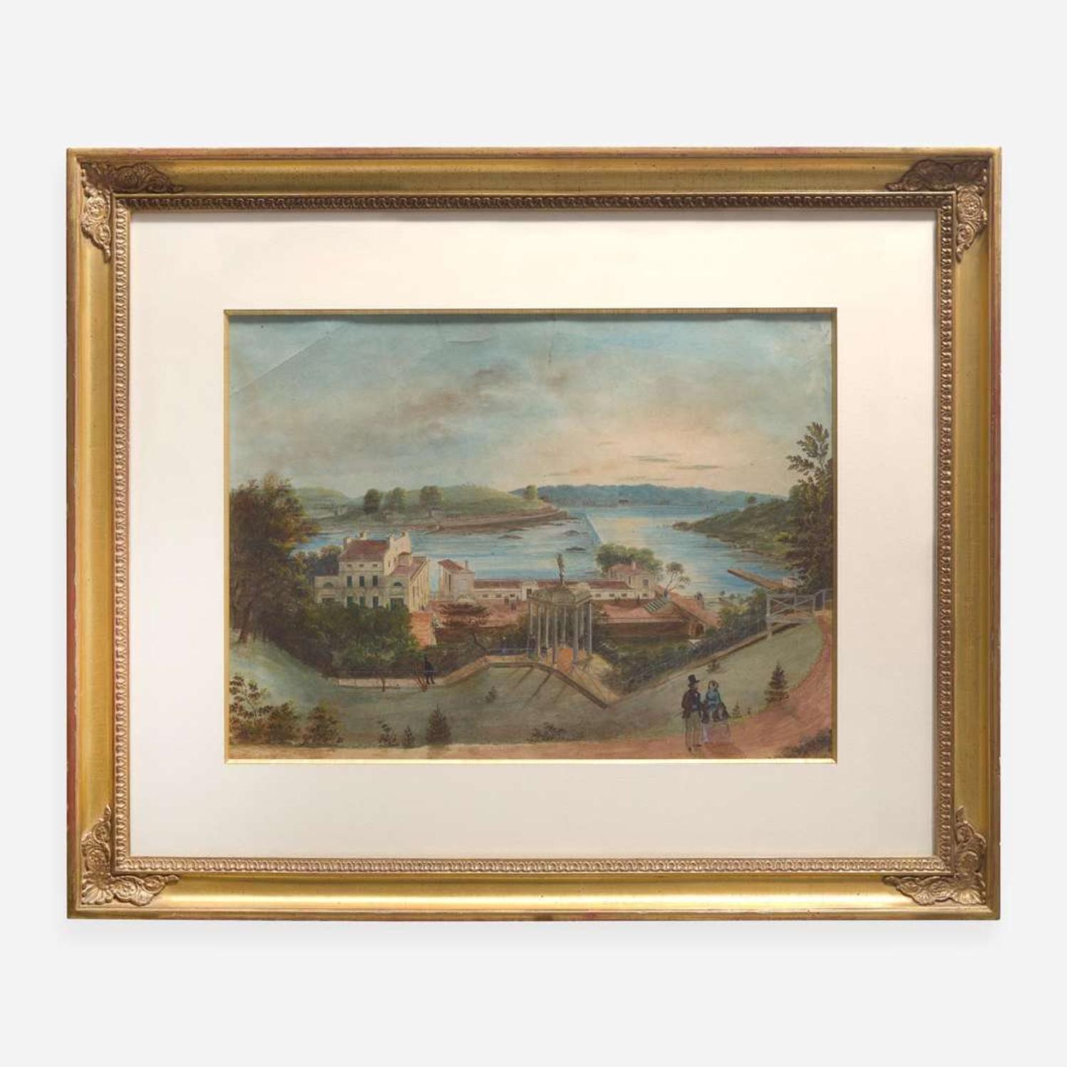 Attributed to Augustus Kollner (1813-1906) A View of Fairmount Water Works from Fairmount Summit