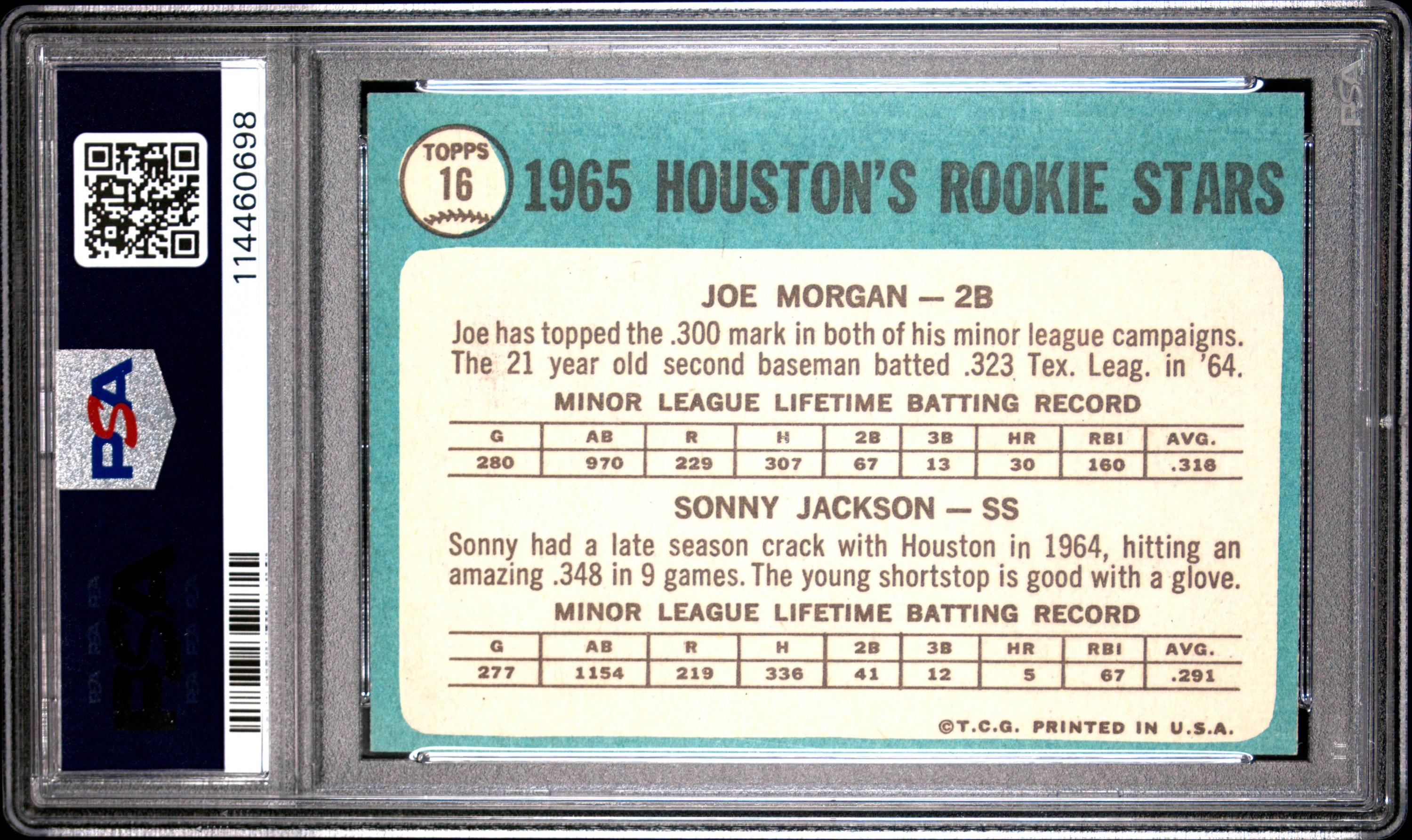 A 1965 Topps Joe Morgan Rookie Baseball Card No. 16 (PSA 7 NM)