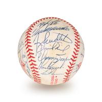A 1992 Atlanta Braves National League Champion Team Signed Autograph Baseball With 29 Signatures (Beckett Authentication Services Letter BAS Certified),