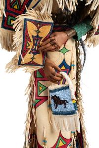 Woman, with Beaded and Painted Dress