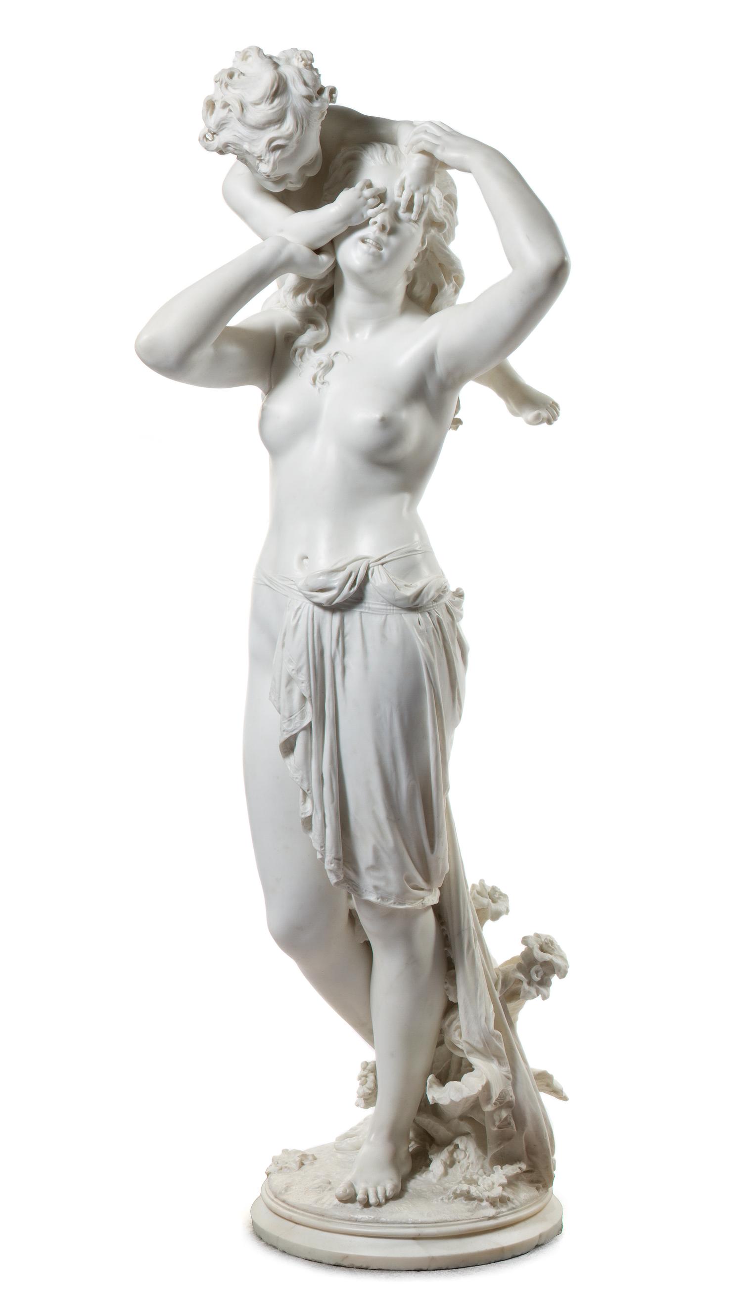 An Italian Marble Figural Group Height of figure 64 inches. — DONATO BARCAGLIA, 1875