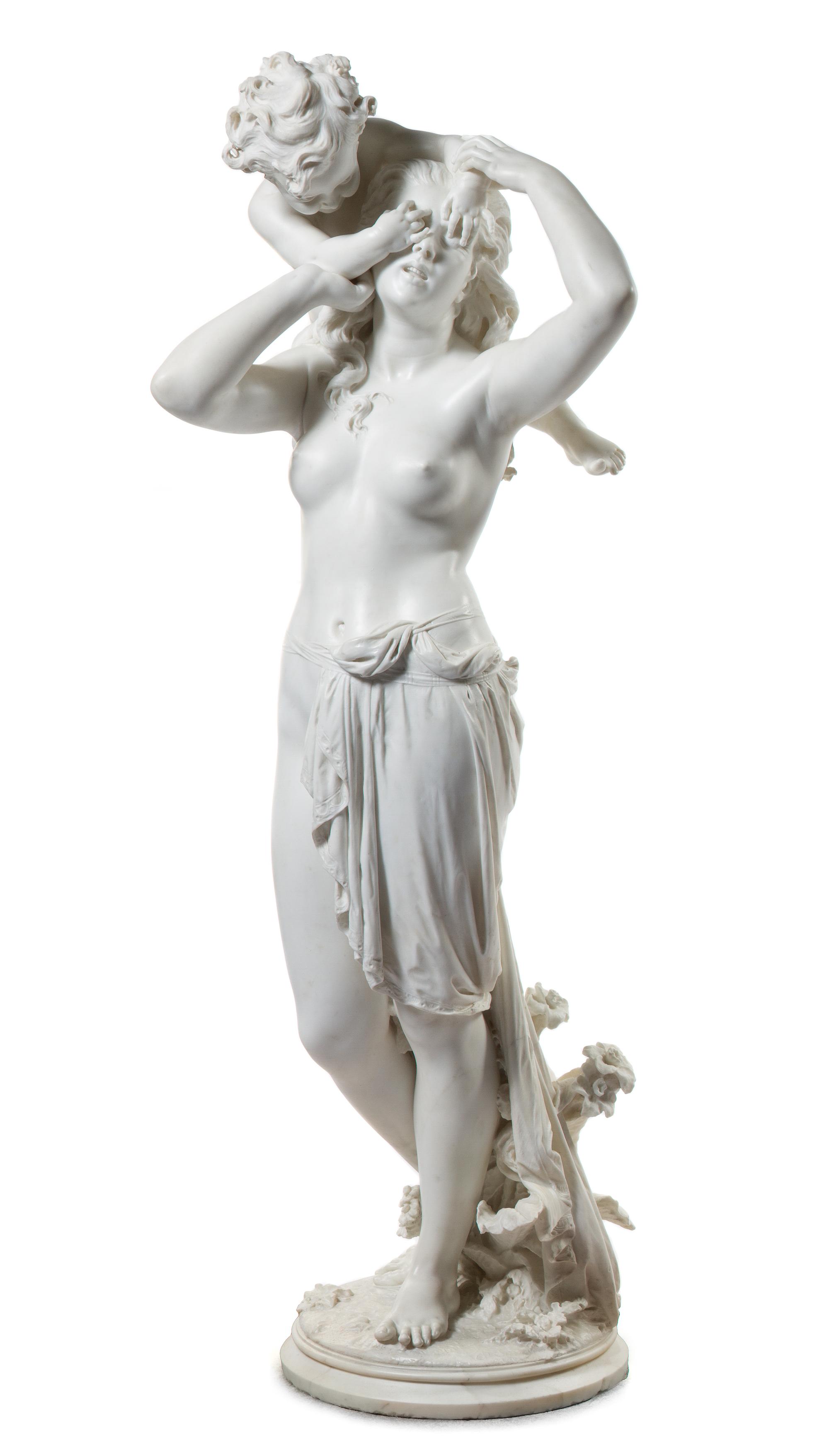 An Italian Marble Figural Group Height of figure 64 inches. — DONATO BARCAGLIA, 1875