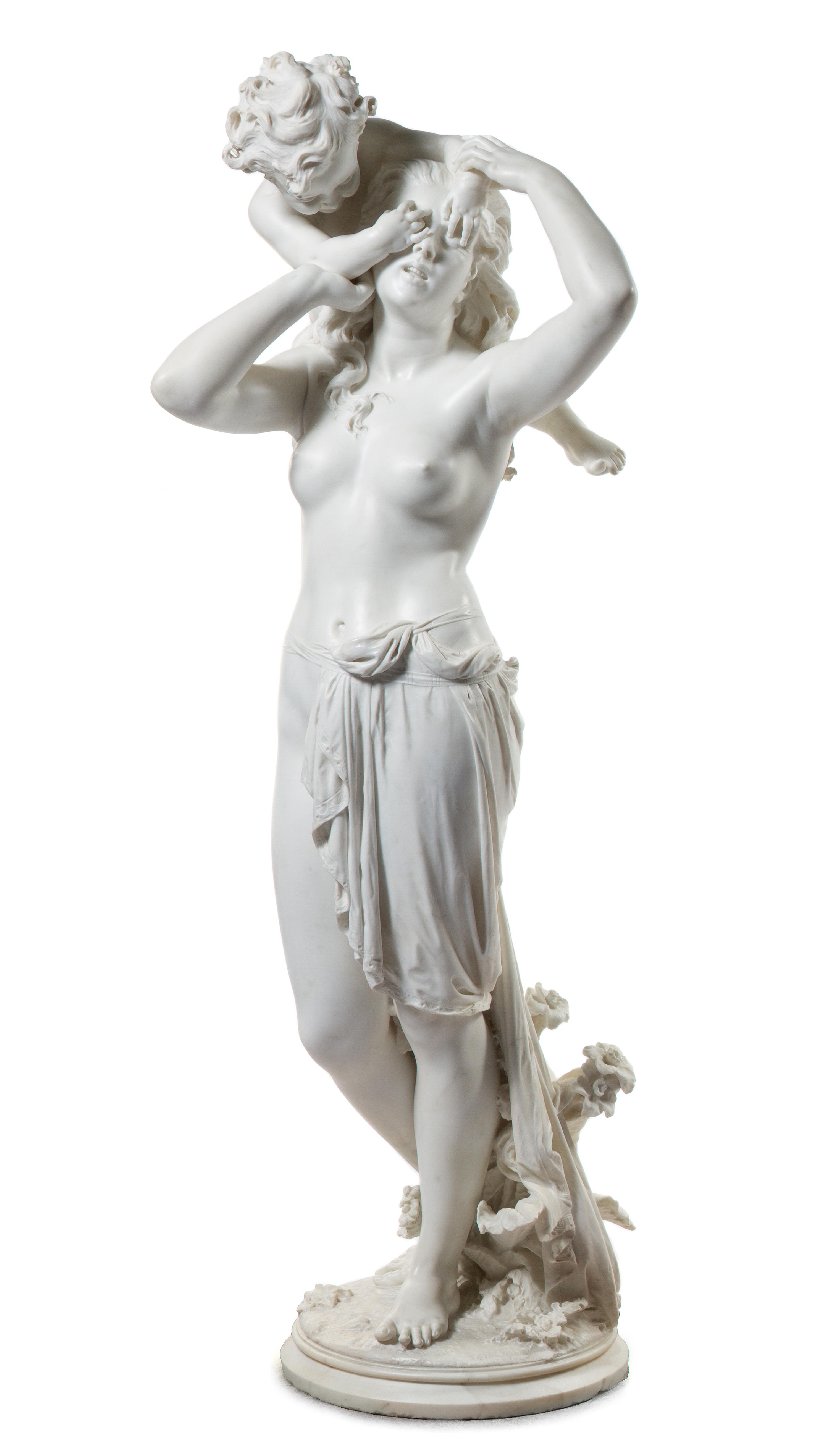 An Italian Marble Figural Group Height of figure 64 inches. — DONATO BARCAGLIA, 1875